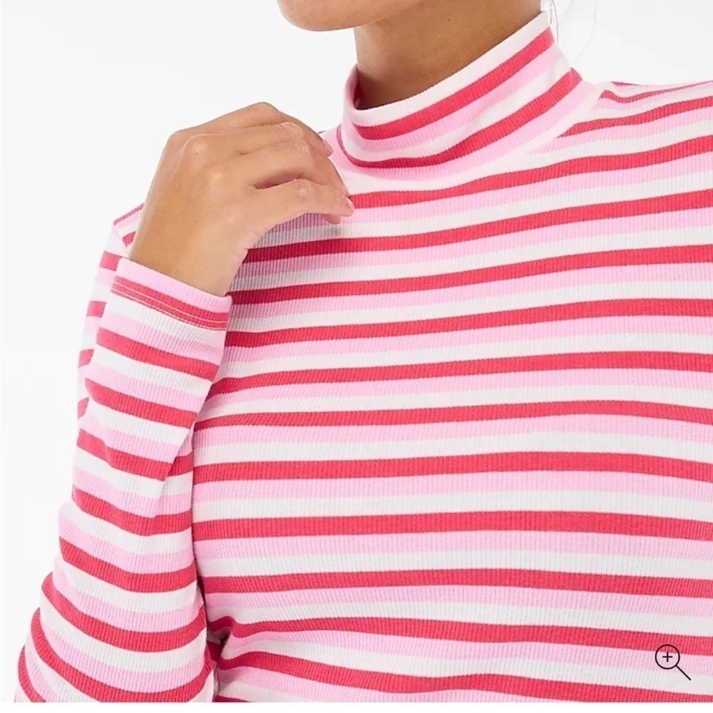 J crew Striped ribbed-knit mockneck top